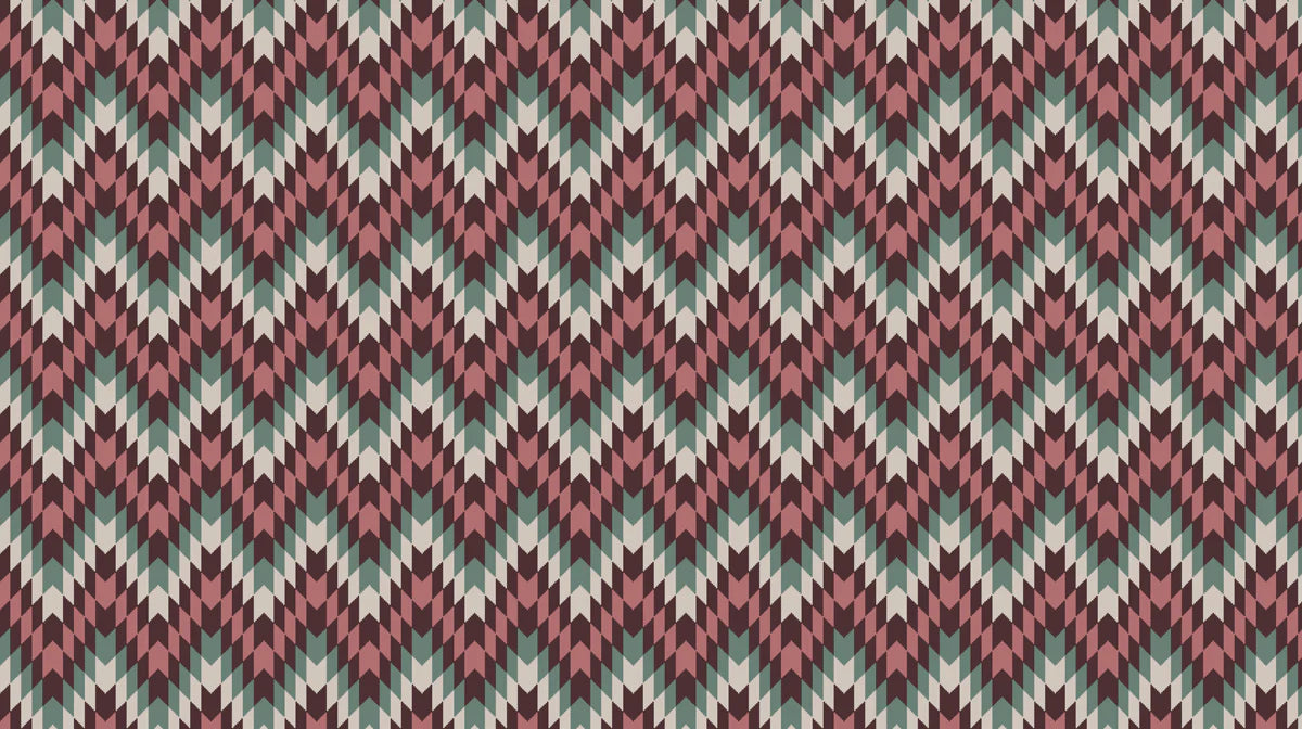 Woven Chevron Knit Mural Wallpaper — Earthy Geometric Pattern Mural Wallpaper - room preview 04