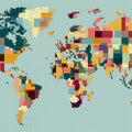 Pixelated World Map Mural Wallpaper — Modern Retro Art Mural Wallpaper - room preview 04