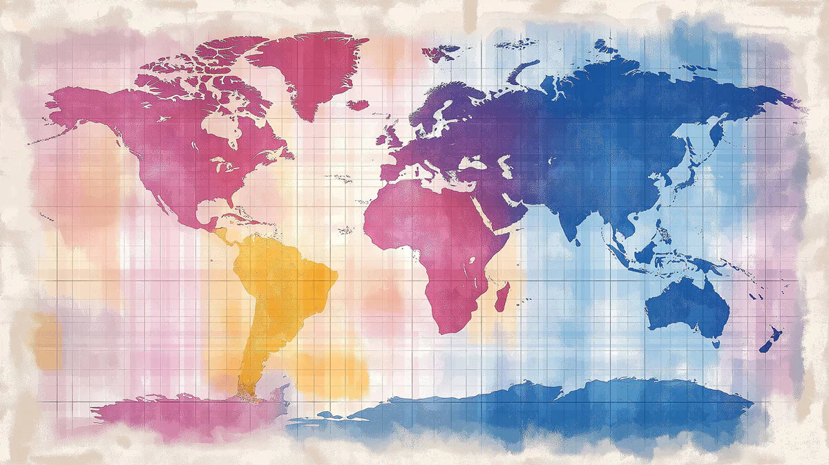 Abstract Watercolor World Map Mural Wallpaper — Vibrant Cartography Mural Wallpaper - room preview 04