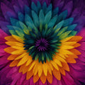 Psychedelic Floral Close-up Mural Wallpaper High Texture, Neon Rainbow, Abstract Mandala Art Mural Wallpaper - room preview 04