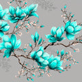 Teal Magnolia Blossom Mural Wallpaper — Botanical Line Art Mural Wallpaper - room preview 04