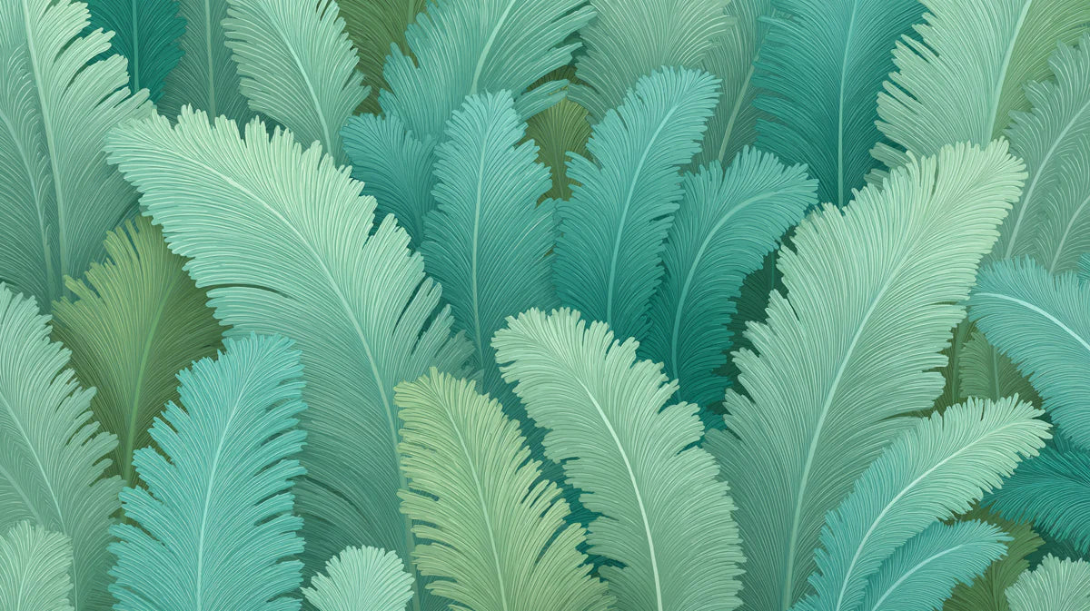 Layered Tropical Frond Mural Wallpaper — Botanical Flow Mural Wallpaper - room preview 04