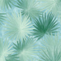 Stylized Palm Leaf Mural Wallpaper — Cool Mint and Aqua Botany Mural Wallpaper - room preview 04