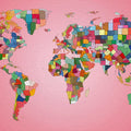 Abstract Global Map Mural Wallpaper — Multi-Colored Geo Print Mural Wallpaper - room preview 04
