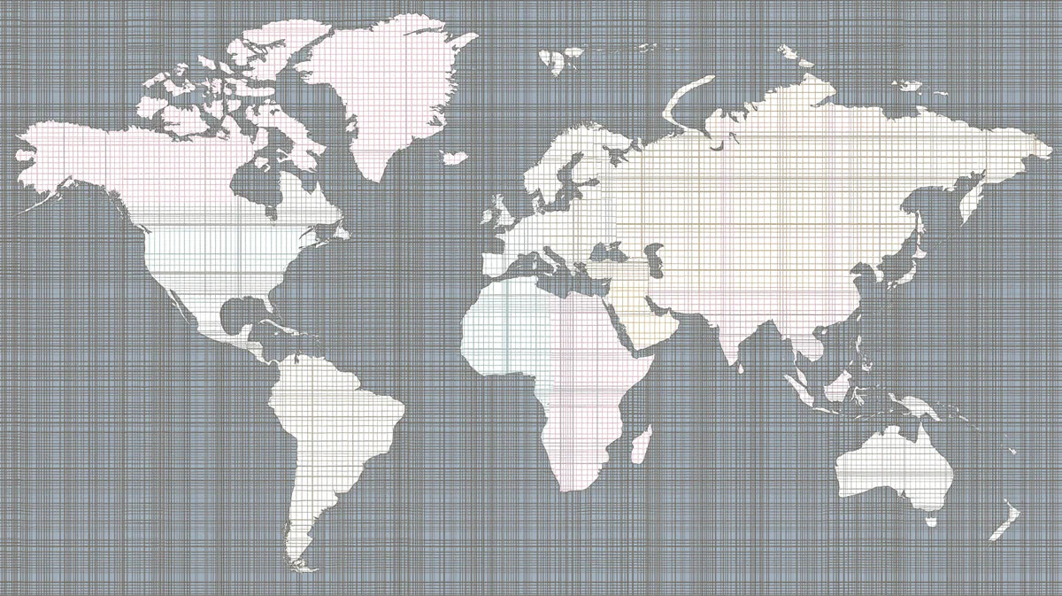 Linen Grid World Map Mural Wallpaper — Minimalist Decor Mural Wallpaper - room preview 04