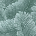 Feathered Swirl Mural Wallpaper — Teal Organic Line Art Mural Wallpaper - room preview 04