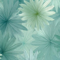 Starburst Botanical Mural Wallpaper — Cool Mint and Teal Line Art Mural Wallpaper - room preview 04