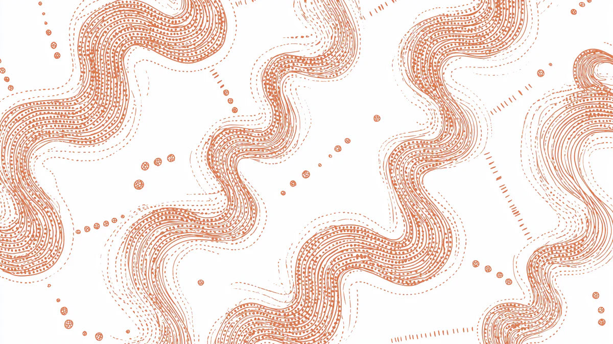 Terracotta Wavy Line Mural Wallpaper — Modern Minimalist Art Mural Wallpaper - room preview 04