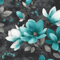 Teal Magnolia Floral Mural Wallpaper — Moody Botanical Art Mural Wallpaper - room preview 04