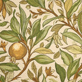 Vintage Pomegranate Etching Mural Wallpaper — Botanical Art Mural Wallpaper - room preview 04