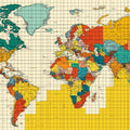 Vintage Political World Map Mural Wallpaper — Retro Mid-Century Grid Mural Wallpaper - room preview 04