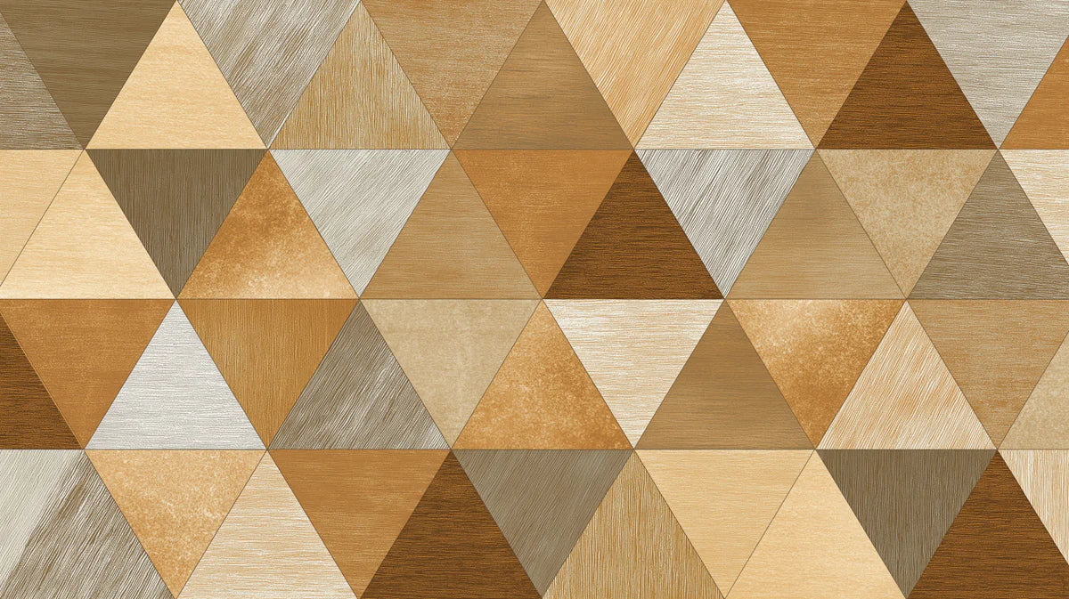 Geometric Wood Triangle Mural Wallpaper —Modern Mosaic Mural Wallpaper - room preview 04