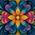 Symmetrical Floral Abstract Mural Wallpaper — Modern Rainbow Motif Mural Wallpaper - room preview 04