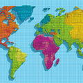 Pixelated World Map Mural Wallpaper — Vibrant Geo-Relief Design Mural Wallpaper - room preview 04