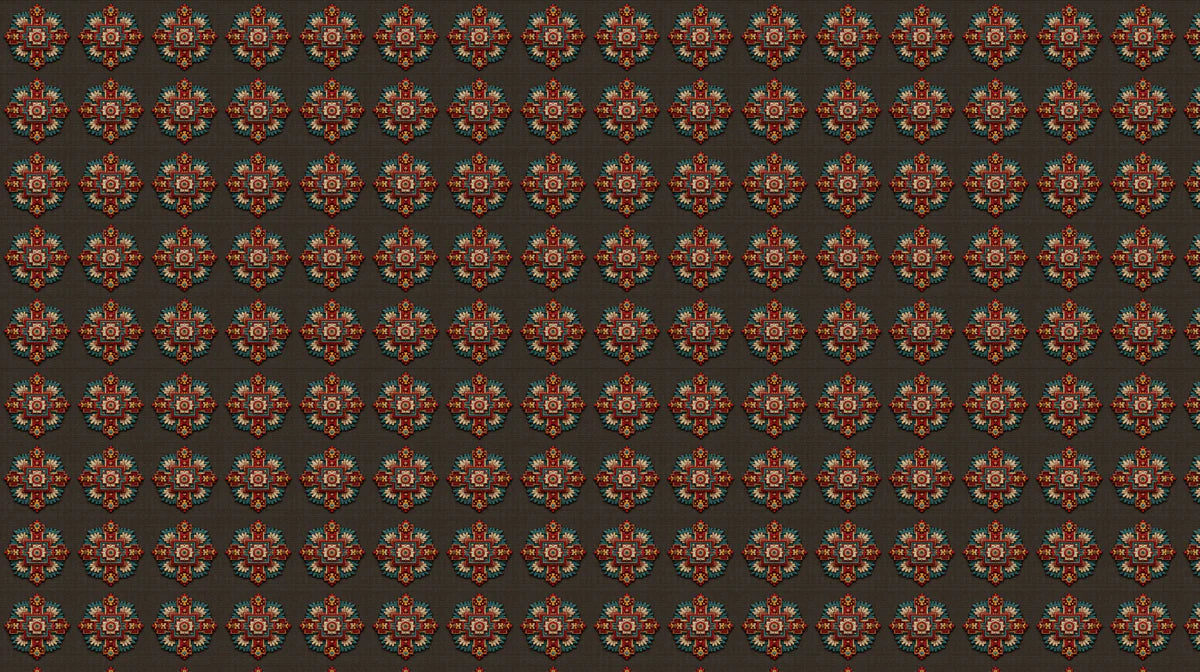 Traditional Floral Medallion Mural Wallpaper — Rich Tapestry Print Mural Wallpaper - room preview 04