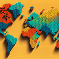 Geometric 3D World Map Mural Wallpaper — Modern Global Design Mural Wallpaper - room preview 04