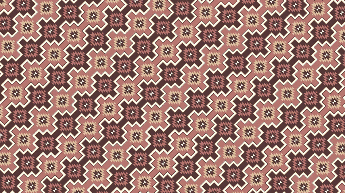 Southwest Woven Tile Mural Wallpaper — Earthy Geometric Pattern Mural Wallpaper - room preview 04