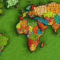 Mosaic World Map Mural Wallpaper — Artistic Painted Global Design Mural Wallpaper - room preview 04