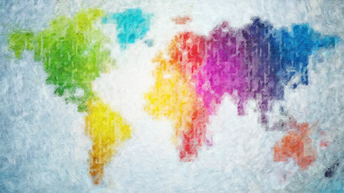 Impressionist World Map Mural Wallpaper — Colorful Painted Texture Mural Wallpaper - room preview 04