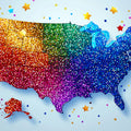 Rainbow Glitter USA Map Mural Wallpaper — Festive Pop Art Decor Mural Wallpaper - room preview 04