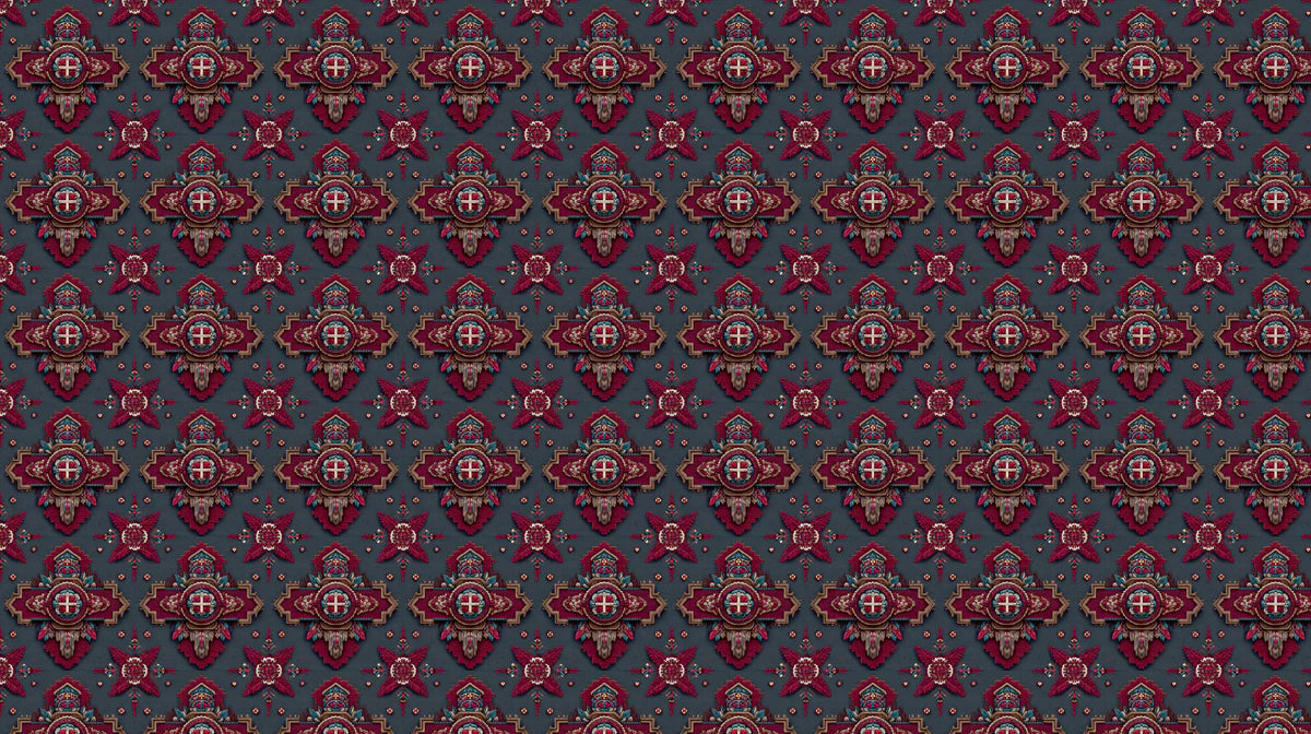 Ottoman Brocade Mural Wallpaper — Traditional Ornate Medallion Print Mural Wallpaper - room preview 04