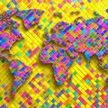 Psychedelic Tile World Map Mural Wallpaper — Vibrant Geometric Art Mural Wallpaper - room preview 04
