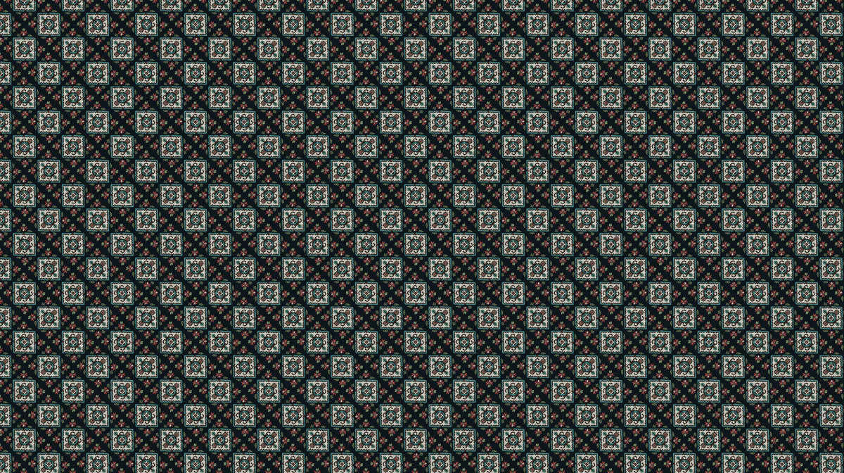 Intricate Folk Diamond Mural Wallpaper — Dark Traditional Repeat Mural Wallpaper - room preview 04