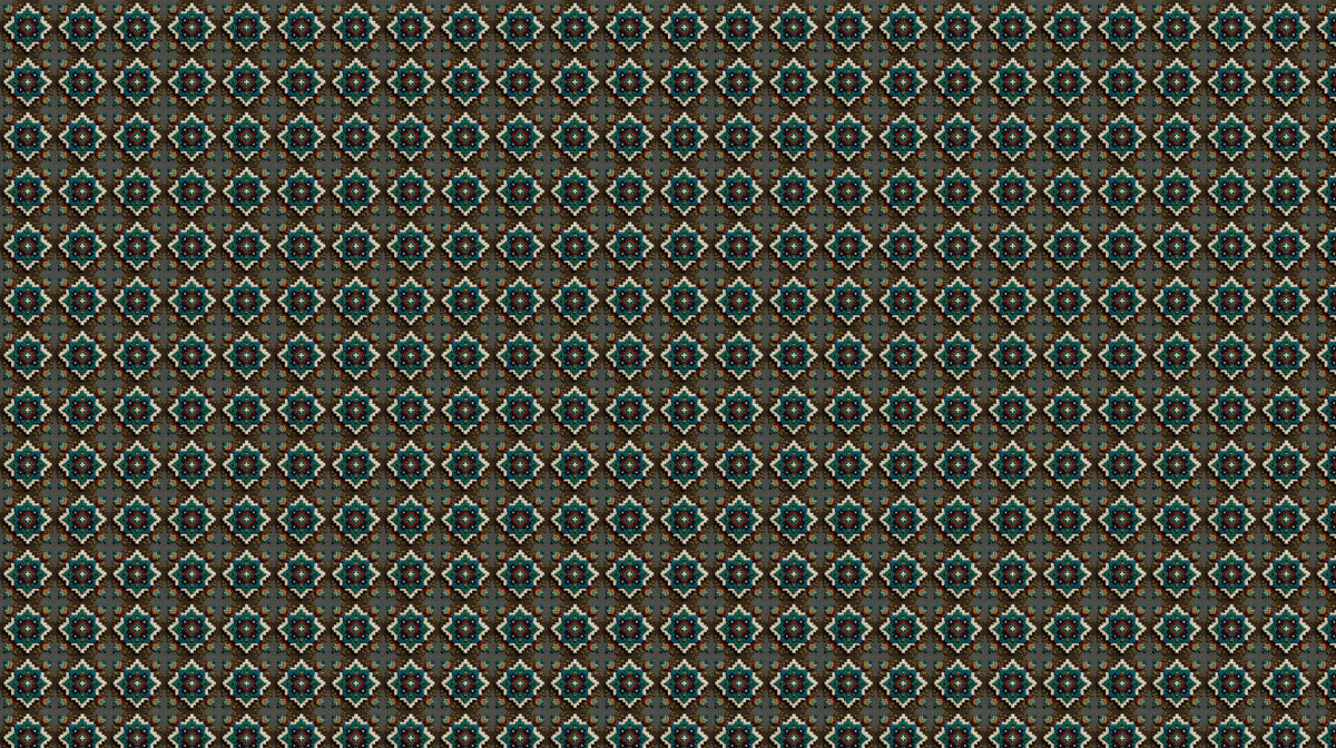 Star Mosaic Geometric Mural Wallpaper —Dark Teal and Ochre Mural Wallpaper - room preview 04
