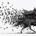 Galloping Knight Dissolving into Ravens Mural Wallpaper - room preview 04