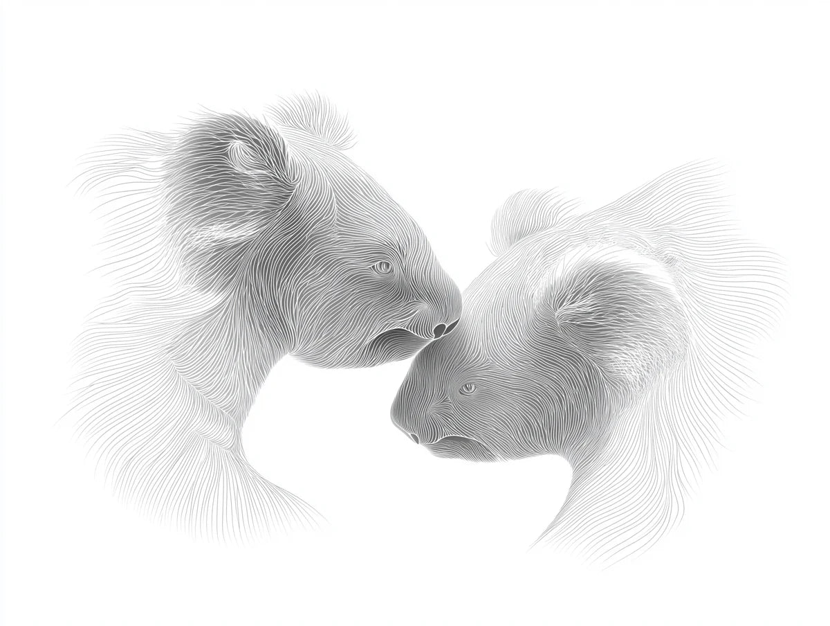 Koala Line Art Mural Wallpaper — Minimalist Monochrome Portrait Mural Wallpaper - room preview 04