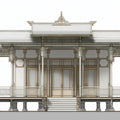 Thai Sala Pavilion Architectural Mural Wallpaper in White and Gold Mural Wallpaper - room preview 04