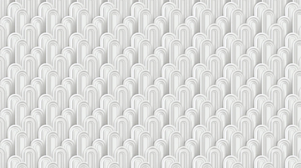 Art Deco Arch Relief Mural Wallpaper — Clean White 3D Texture Mural Wallpaper - room preview 04