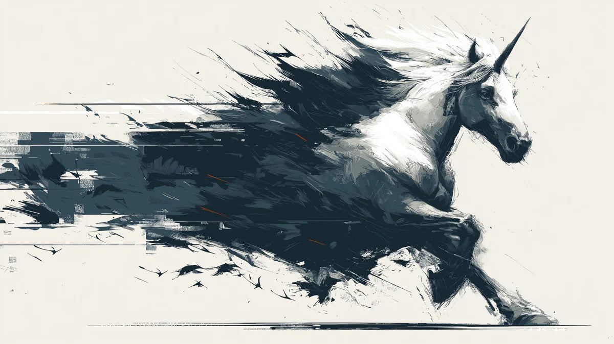 Galloping Unicorn Ink Sketch Mural Wallpaper — High-Velocity Art Mural Wallpaper - room preview 04