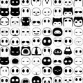 Minimalist Emoticon Grid Mural Wallpaper — Monochrome Graphic Art Mural Wallpaper - room preview 04