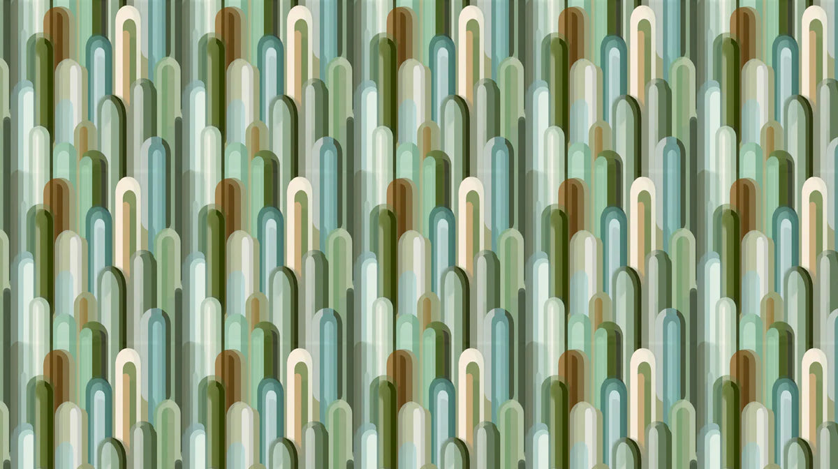 Capsule Cluster Mural Wallpaper — Mid-Century Geometric Print Mural Wallpaper - room preview 04