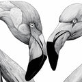 Flamingo Heart Silhouette Mural Wallpaper — Graphic Line Art Mural Wallpaper - room preview 04