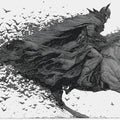 Knight and Bat Swarm Engraving Style Mural Wallpaper - room preview 04
