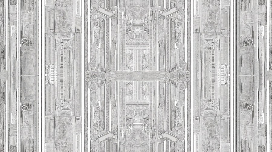 Geometric Wallpaper Mural – Pattern Wall Mural – Art Deco Geometric Panel — Architectural Silver Print printable artwork