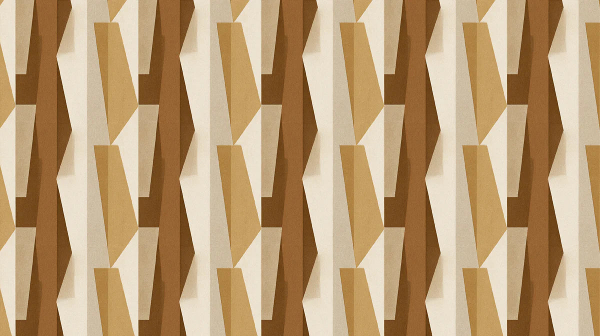 Vertical Geometric Column Mural Wallpaper — Sculptural Warm Neutrals Mural Wallpaper - room preview 04