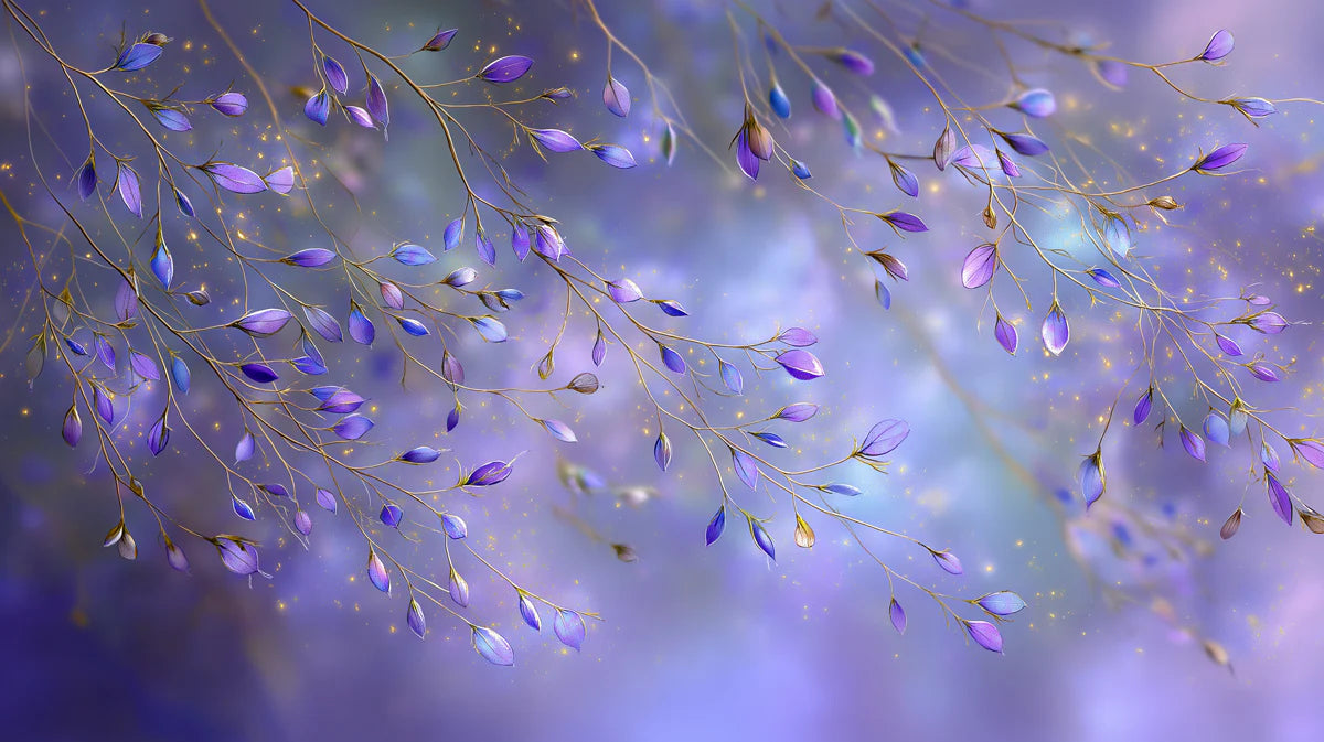 Ethereal Violet Vine Mural Wallpaper — Dreamy Floral Wall Decor Mural Wallpaper - room preview 04