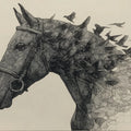 Bridled Horse and Swarm Mural Wallpaper — Artistic Ink Drawing Mural Wallpaper - room preview 04