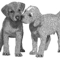 Puppy Duo Geometric Sketch Mural Wallpaper — Modern Monochrome Art Mural Wallpaper - room preview 04