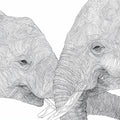 Elephant Embrace Mural Wallpaper — Minimalist Line Art Sketch Mural Wallpaper - room preview 04