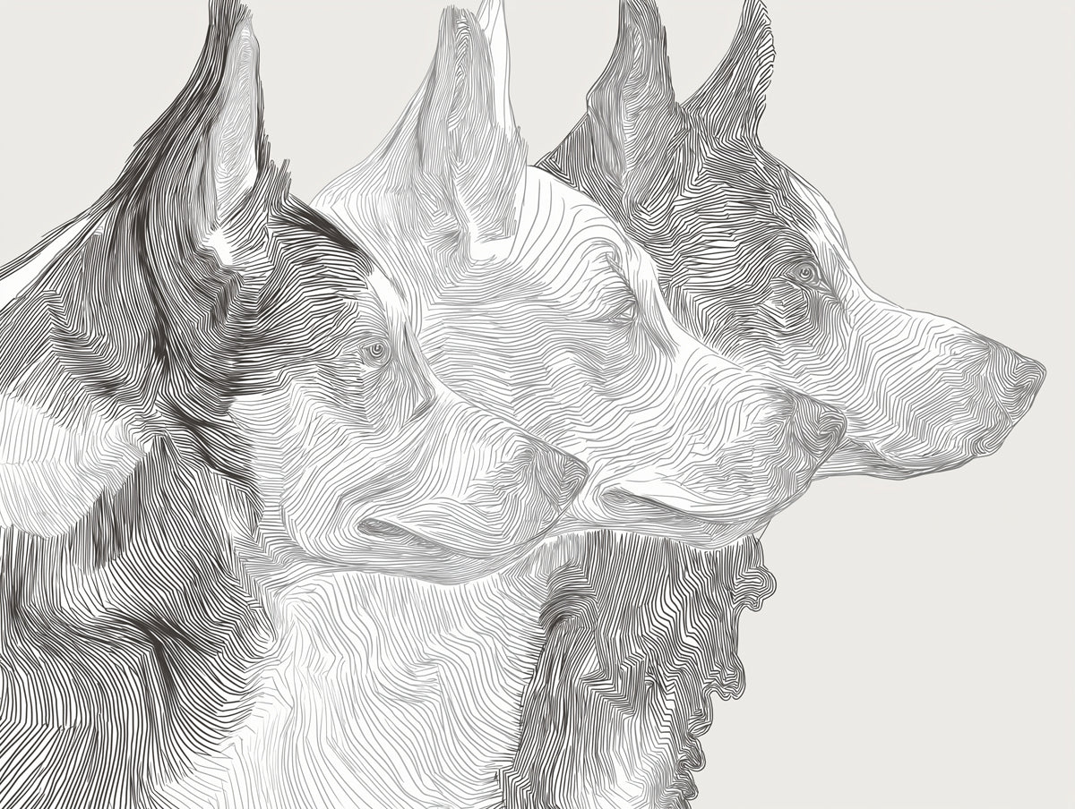 Abstract Canine Profile Mural Wallpaper — Modern Fine Line Art Mural Wallpaper - room preview 04