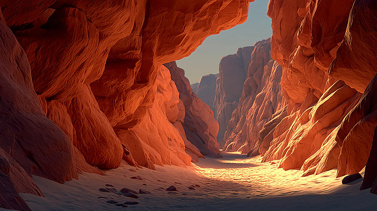 Canyon Sunrise Mural Wallpaper — Warm Terracotta Desert Landscape Mural Wallpaper - room preview 04