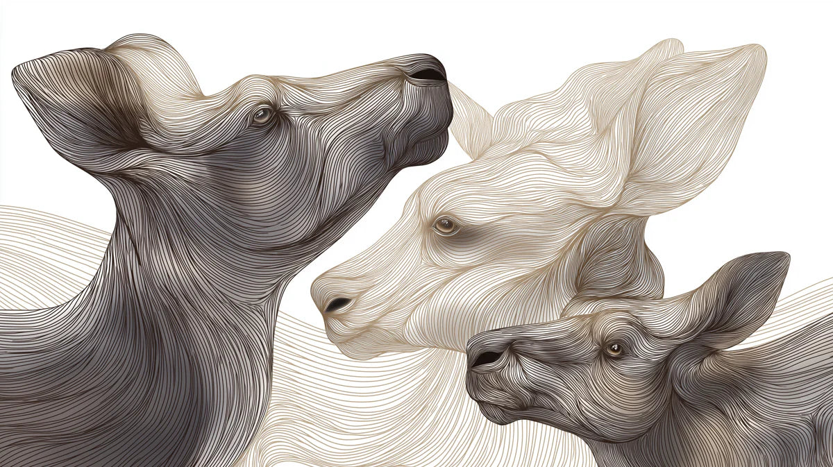 Fluid Deer Portrait Mural Wallpaper — Minimalist Line Art Design Mural Wallpaper - room preview 04
