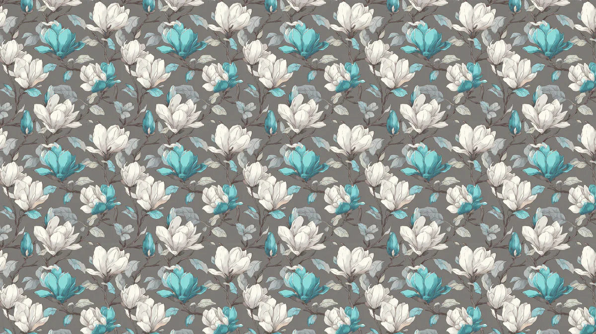 Dual-Tone Magnolia Floral Mural Wallpaper — Modern Classic Mural Wallpaper - room preview 04