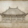 Traditional Chinese Architectural Elevation Mural Wallpaper - room preview 04