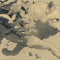 White Wolf Ink Illustration Mural Wallpaper — Dynamic Fantasy Scene Mural Wallpaper - room preview 04