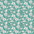 White Magnolia Floral Mural Wallpaper — Teal Botanical Print Mural Wallpaper - room preview 04
